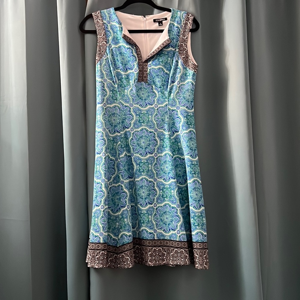 Sleeveless blue/green floral dress sz 8